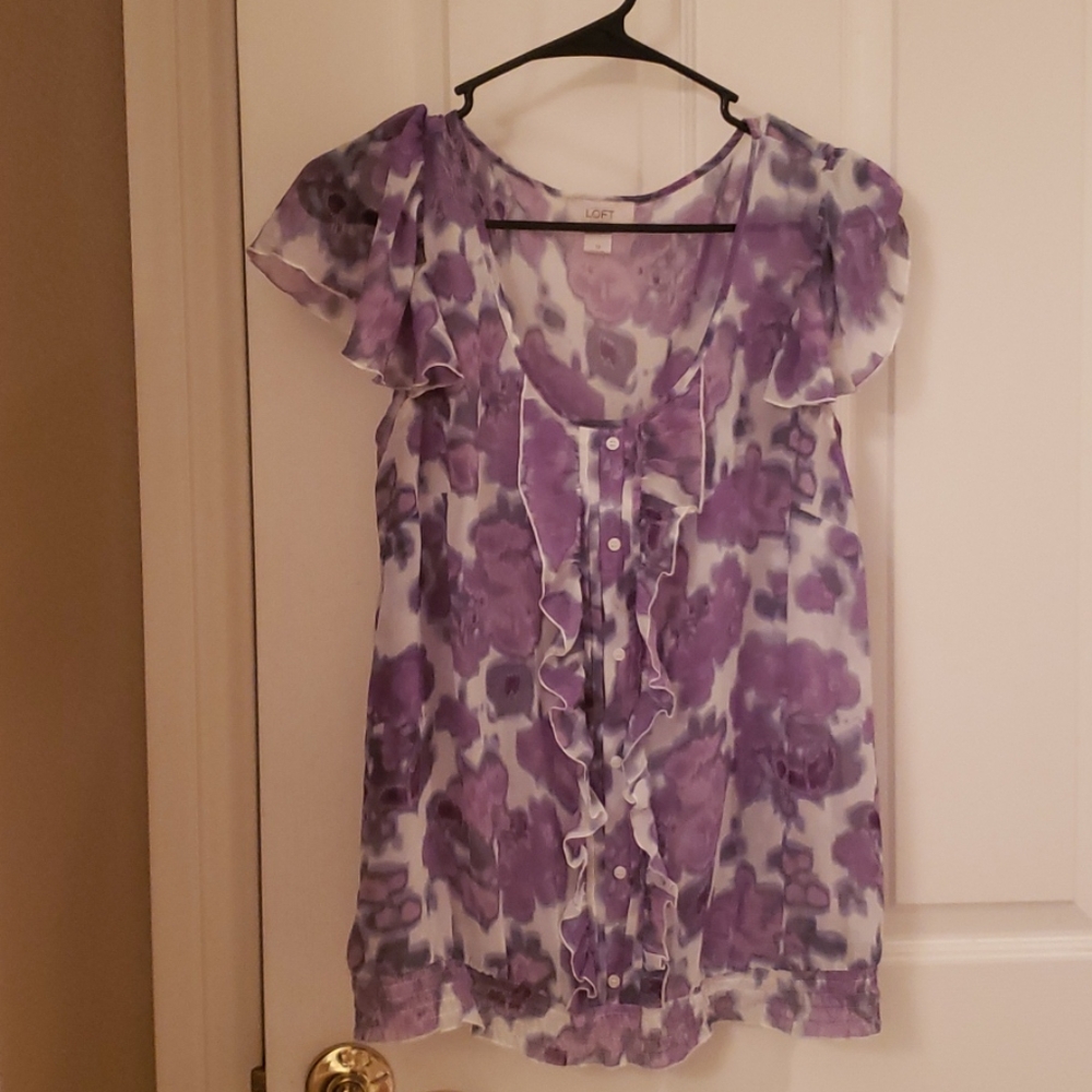 Ann Taylor Loft Sheer Floral Blouse